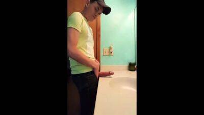 straight hunk with fat dick jerks off in bathroom - drtuber