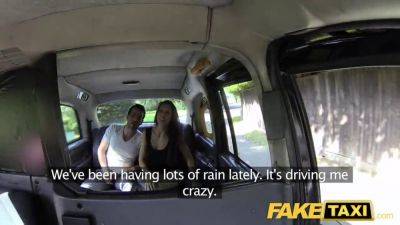 Alexa Tomas - Alexa Tomas fucks her boyfriend in the back of a fake taxi for a cumshot - sexu.com - Spain